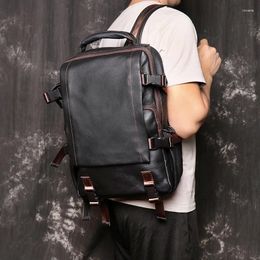 Backpack Men Travel Bag Genuine Leather Male Retro Handmade Cowhide Casual Business Computer School