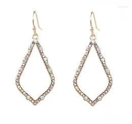 Dangle Earrings Classic Selling Cutout Small Water Drop Clear Stone Pave High Polish AB Teardrop