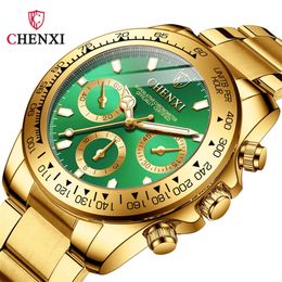 CHENXI 086A Men's Gold Watch Casual Quartz Watches Stainless Steel Waterproof Fashion Business Men Wristwatches