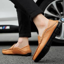 Dress Shoes Men Business Mens Summer Breathable Mesh Leather Sneakers Male Trendy Driving Loafers Man Moccasin Boys