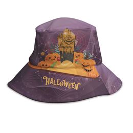 Halloween Hats Are Funny And Cute For Kids And Adults Summer New Fisherman Hat Sun Visor Hat Ghost Bat Print Hat Unisex Sun Hat Halloween