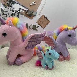 Wholesale Rainbow Horse Fill cute Unicorn pendant keychain plush toy Children's game Playmate Holiday gift Doll machine prizes