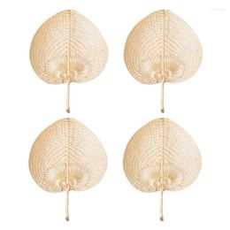Decorative Figurines 48Pcs Pure Handmade DIY Heart Shaped Bamboo Woven Fan Summer Cooling Chinese Style Hand Fans Wedding Items