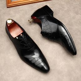Dress Shoes Italian Mens Black Wedding Genuine Leather Brand Handmad Brogue Classic Business Formal Social Oxfords Man
