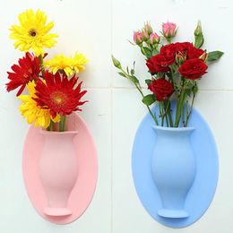 Vases Silicone Vase Decoration Home For Flowers Pot Plant Refrigerator Wall Office Bathroom Window Glass Mirror Decor