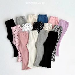 Trousers Korean Children Pant 2023 Summer Fashion Girl's Bell Bottoms Wooden Ear Casual Pants 0-5Year Kid's