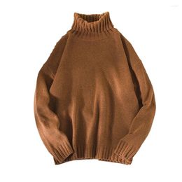 Men's Sweaters Casual Man Winter Warm Knit Turtleneck Sweater Solid Colour Long Sleeve Baggy Jumper Knitwear Pullovers Clothing For Men