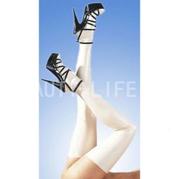 Socks Hosiery Clear Latex Stockings Long Hose High Nice Rubber Natural Seamless Sexy Tight Fit Black Red White Pink Color 231021