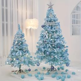 1pc, Blue Flocked Christmas Tree Christmas Decorations Bare Tree Window Dressing Home Interior Decoration Desktop Decoration,Theme Party Decor, Christmas Decor