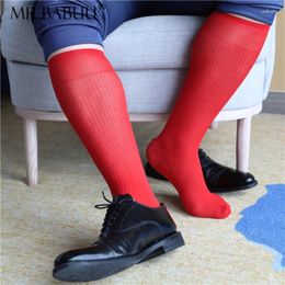 Men's Socks Straight Tube Fine Stripe Soft Nylon Elastic Mid Long Business Suit