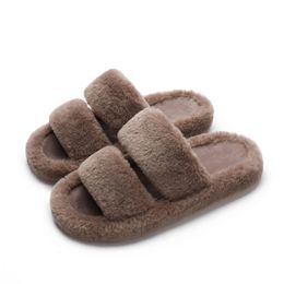 High-end fleece slippers women's outwear pink grey Warm and fleecing fashion indoor home anti-slip niche couple thick sole plush slippers