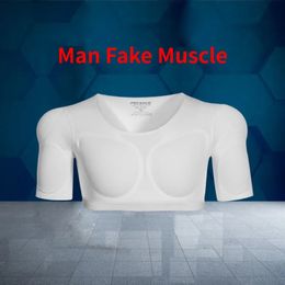 Waist Tummy Shaper 3D Fake Muscle T-Shirt Man Cosplay Arm Chest Underwear Party Body Shaper Invisible Abdominal Pad Corset Top Undershirts 231021