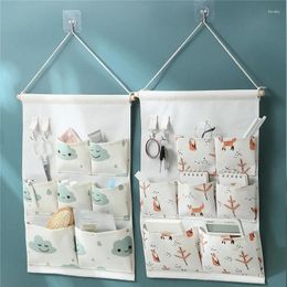 Shopping Bags 7 Pockets Cotton Wall Mounted Storage Bag Home Room Closet Door Sundries Clothes Hanging Holder Cosmetic Toys Organiser