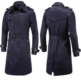 Men's Trench Coats 2023 Spring And Autumn Fashion Casual Long Slim Fit Double Breasted Windbreaker Coat