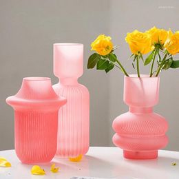 Vases Nordic Living Room Decor Vase Dining Wedding Art Creative Glass Pink Flower Arrangement Hydroponic Home