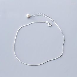 Anklets MloveAcc 925 Sterling Silver Snake Chain Pearls For Women Fashion Jewellery Wholesale