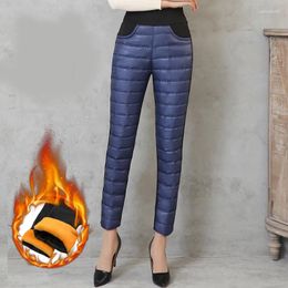 Skiing Pants Winter Women High Waist Straight Down Ladies Velvet Trousers Thickening Slim Thermal Female Warm Pant 2024