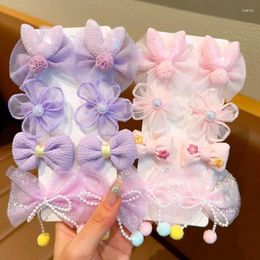 Hair Accessories Children's Bow Flower Clip Headdress Baby Fabric Lace Bangs Girl Princess Does Not Hurt Clips