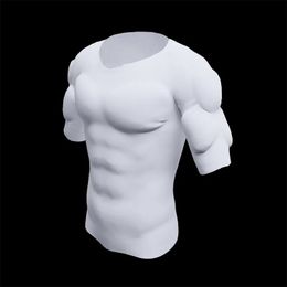 Waist Tummy Shaper Men ABS Invisible Pads Shaper Fake Muscle Chest Tops Soft Protection Male Sponge Enhancers Undershirt 231021