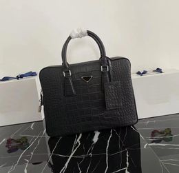 Top mens Briefcase 10A quality men tote bag high-end Crocodile pattern business travel bags luxury Combination lock designer handbag Laptop bag Messenger bag 2VE368