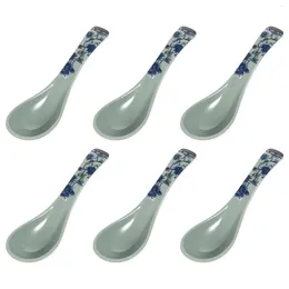 Spoons 6 Pcs Ravioli Anti Ceramic Blue White Spoon Asian Household Cutlery Melamine Soup
