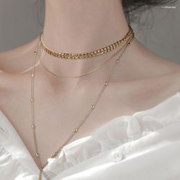 Chains 2023 Trendy Retro Multi-layer Necklace For Women Personality Golden Colour Clavicle Chain Female Jewellery Accessories