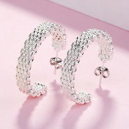 Hoop Earrings Fine 925 Sterling Silver Charms Stud For Women Creativity Christmas Gifts Street All-match Party Jewelry