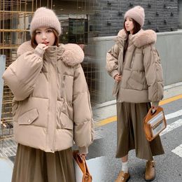 Women's Trench Coats Winter Jackets Vintage Parkas 2023 Hooded FUR COLLAR FASHION Korean Female Clothing Long Sleeve Solid Loose