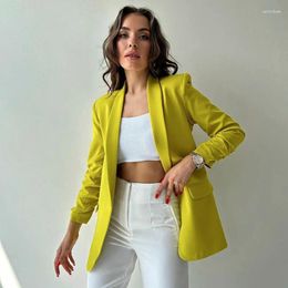 Women's Suits 2023 Fashion Spring Autumn Blazers Women Slim Small Suit Jacket Casual Tops Female Coat Yellow Purple Rose Red Office