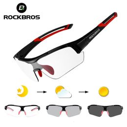 Outdoor Eyewear ROCKBROS Pochromic Cycling Sunglasses Eyewear UV400 MTB Road Bicycle Myopia Goggles For Women Men Outdoor Sports Bike Glasses 231021