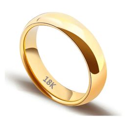 Band Rings Gold Plated Ring Gold Colour Fashion Women's Simple Couple's Wedding Ring Engagement Jewellery Gift 231021