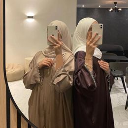 Ethnic Clothing Two Pieces Abaya Kimono Matching Muslim Set Ramadan Abayas With Inner Dress For Women Dubai Turkey African Islam Jilbab