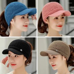 Visors Knitted Baseball Cap Empty Top Autumn Winter Outdoor Sports Running Hat Windproof Hollow Hats Blank Peaked Caps