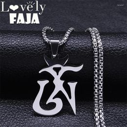 Pendant Necklaces OM Symbol Necklace Stainless Steel Women Silver Color Tibetan Aum India Punk Jewelry Collares Goticos N4202S03