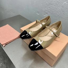 New Coloured Mary Jane Single Shoes Women's Small Leather Shoes Leather Designer Luxury Flat Heels