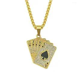 Pendant Necklaces Hiphop Style Men's Casino Lucky Poker Straight Flush Necklace Chain Jewelry