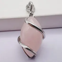 Pendant Necklaces Rose Quartz Stone Bead GEM Horse Eye Jewellery For Woman Gift S512