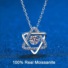 Chokers 14K White Gold Real GRA Necklace For Women 925 Sterling Silver 0.5ct Lab Diamond Hexagram Fine Jewelry 231021