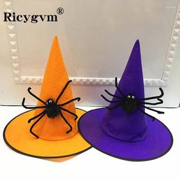 Berets Halloween Black Spider Witch Hat For Children Adult Party Masquerrade Dress Up Magician Cap Wizard Fancy