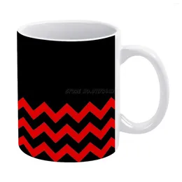 Mugs RED AND BLACK HALF TONE PATTERN-BY OZCUSHIONSTOO White Mug Coffee Girl Gift Tea Milk Cup Bla