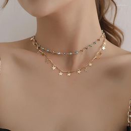Pendant Necklaces Fashion Double Layer Devil's Eye Necklace For Women Short Pentagram Beach Chokers Jewellery Boho Accessories