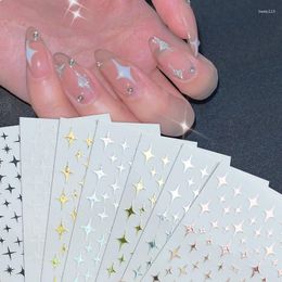 Nail Stickers 1pcs Star Art Sticker Geometry 3D Golden Silver White Black DIY Transfer Decal Designs Accessories