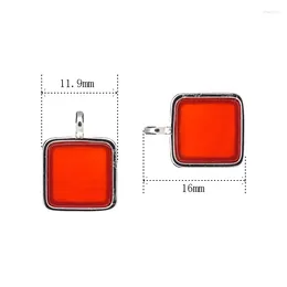 Pendant Necklaces 10Pcs Wholesale Square Jewellery Silver Colour Carnelian