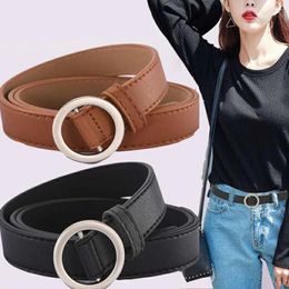 Belts Luxury Design Vintage Casual Thin Waist Strap Trouser Dress Non-Porous Leather Belt Round Buckle Waistband