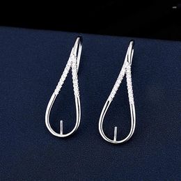 Dangle Earrings 925 Sterling Silver Women CZ Drop 6-8mm Pearl Or Round Bead Semi Mount