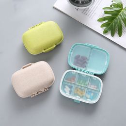 8 Grids Pill Box Tablets Organiser Container Seal Ring Wheat Straw Medicine Storage Pocket Case Holder Moisture Proof Pills Vitamin Cases Travel Portable HW0110