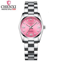 CHENXI Fashion Pink Dial Watches for Women 2023 High Quality Quartz Watch Elegant Dress Ladies Stainless Steel Wristwatches Xfcs