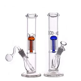 11.5inch Tall Hookah Glass Bealer Bong Straight Tube Dab Rig Arm Tree Perc Bubbler Recycler Smoking Water Pipes Ash Catcher with 14mm Male Glass Oil Burner Pipe 20pcs