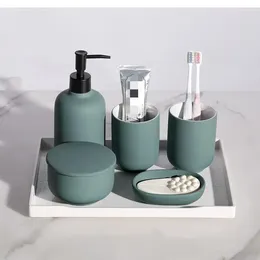 Bath Accessory Set Bathroom Accessories Ceramic Toothpaste Dispenser Soap Container Toothbrush Holder Cup Dish Storage Tank