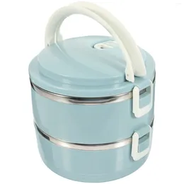 Dinnerware Double Layer Insulated Lunch Box Containers Students Insulation Silica Gel Portable Bento Case Travel Outdoor